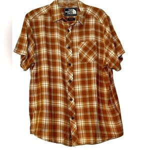THE NORTH FACE Plaid Rust Brown Orange Button Down Short Sleeve Shirt -‎ Size L
